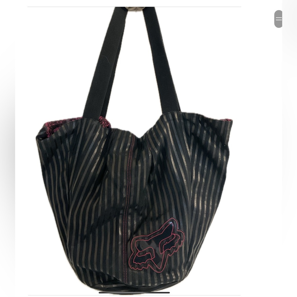 Fox Black Geometric Large Tote Bag .